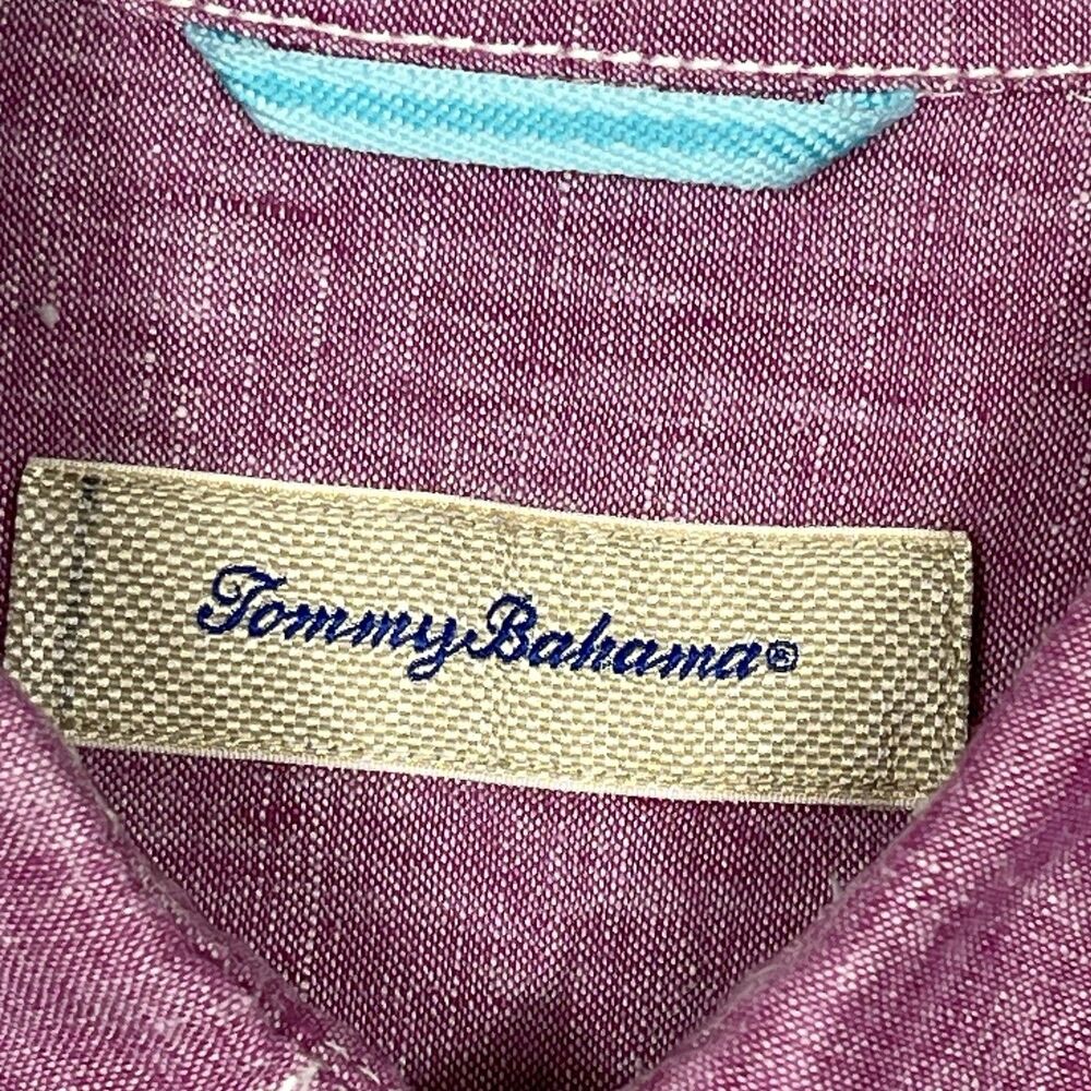 Tommy Bahama Shirt Relax Mens M Pink 100% Linen Short Sleeve Button Down Resort - Picture 7 of 13